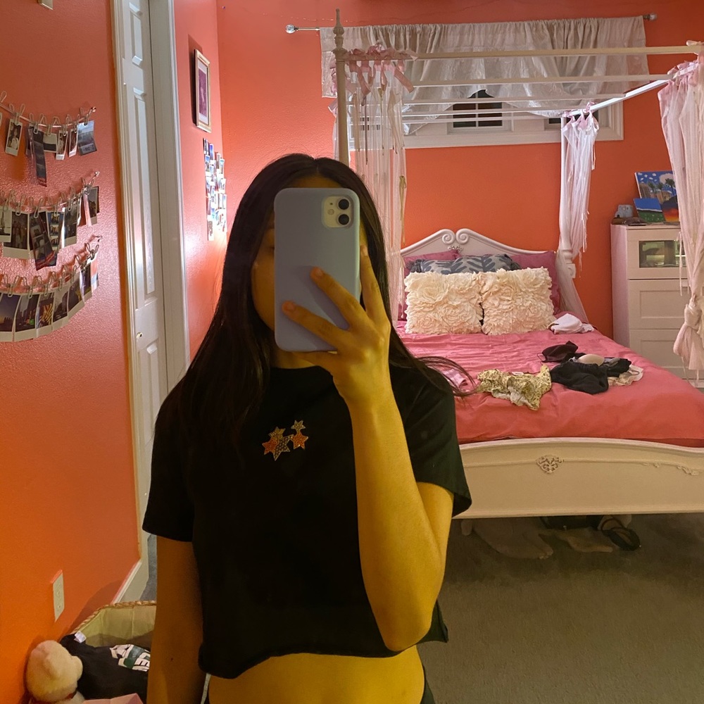 Cropped Black Crop Trop with Stars